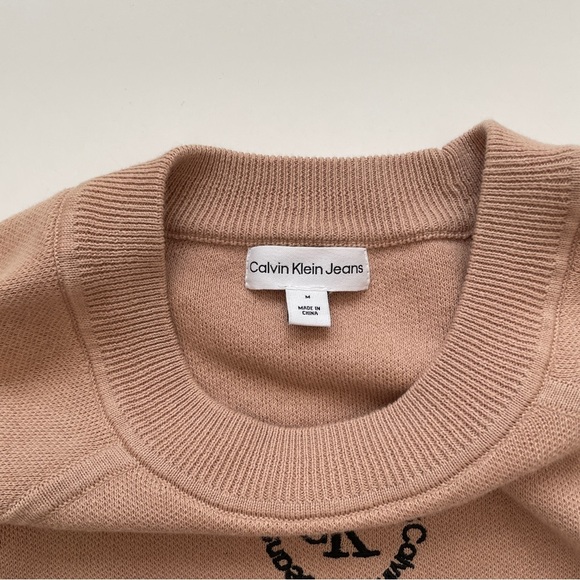 Calvin Klein Jeans Tan Brown Fall Cozy Knit Crew Neck Sweater, Size Medium - Picture 2 of 11